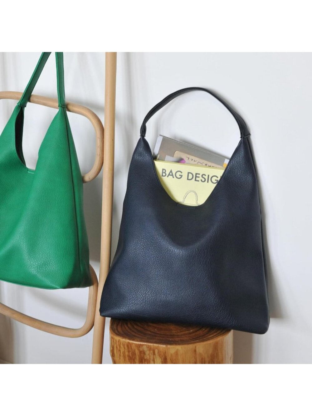 👜Women's Navy Blue Vegan Leather Hobo Bags Slouchy Shoulder Handbag Purse Soft - Picture 4 of 7